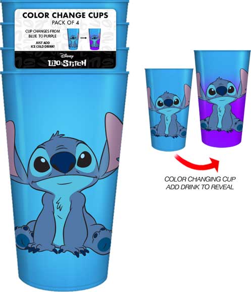 Disney 815279 Lilo & Stitch Color Changing Cup Pack of 4