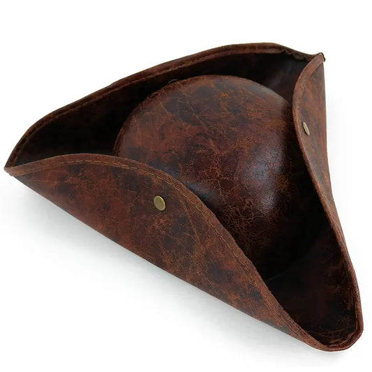Faux Leather Pirate Hat Brown