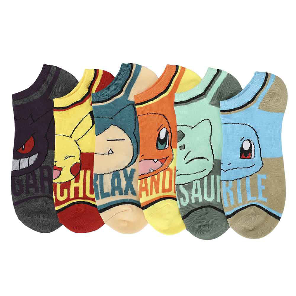 Pokemon Character Names 6 Pair Ankle Socks