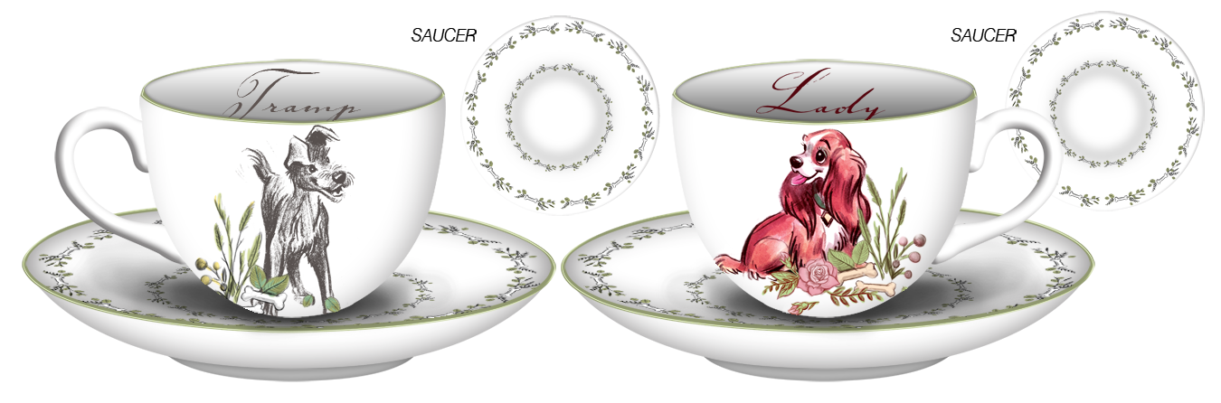 Disney Lady and the Tramp Bone China Teacup and Saucer Set