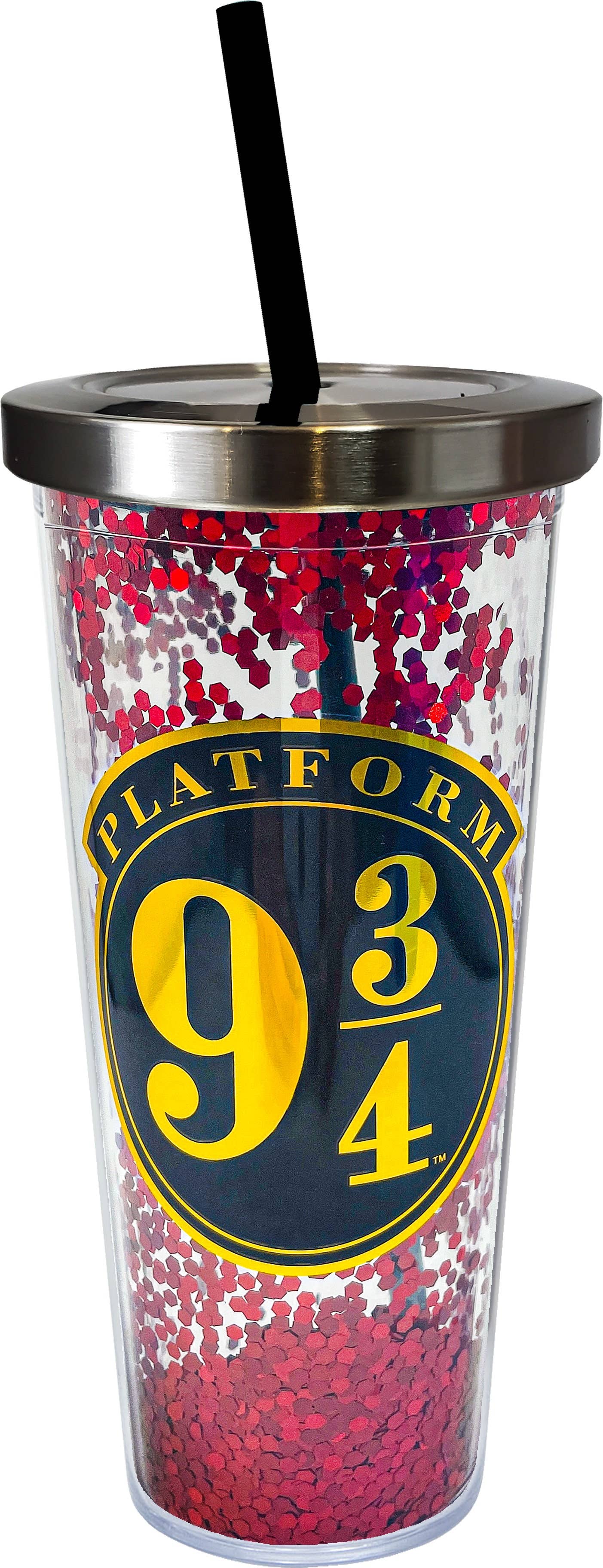 Platform 9 3/4 Glitter Cup with Straw