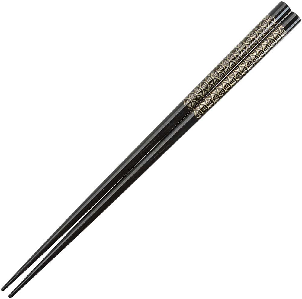 Fan Pattern on Black Japanese Style Chopsticks