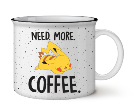 Pokemon Pikachu Need More Coffee 20oz Ceramic Camper Mug