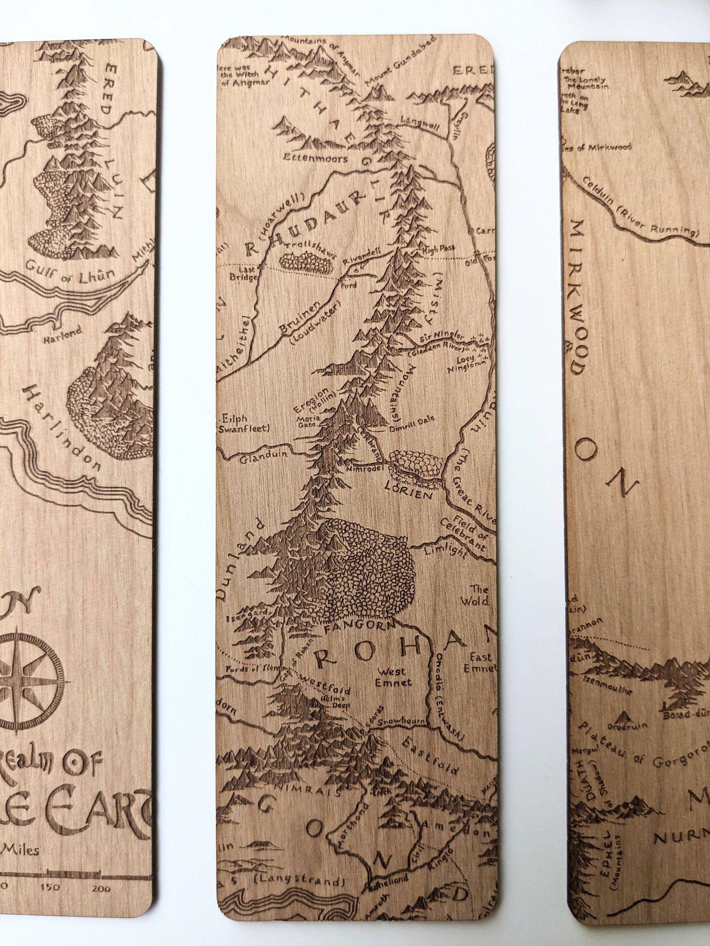 LOTR Rohan Gondor Map Wooden Bookmark