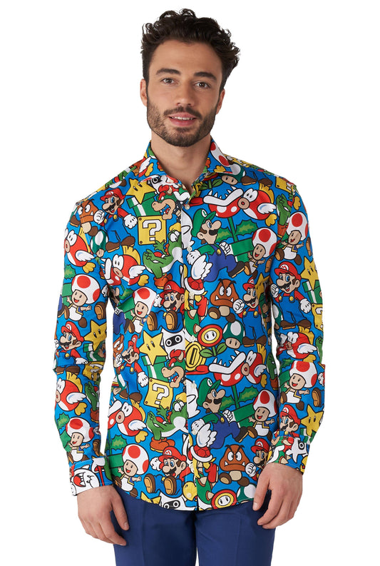 Men's Long-Sleeve Dress Shirt Mario Party