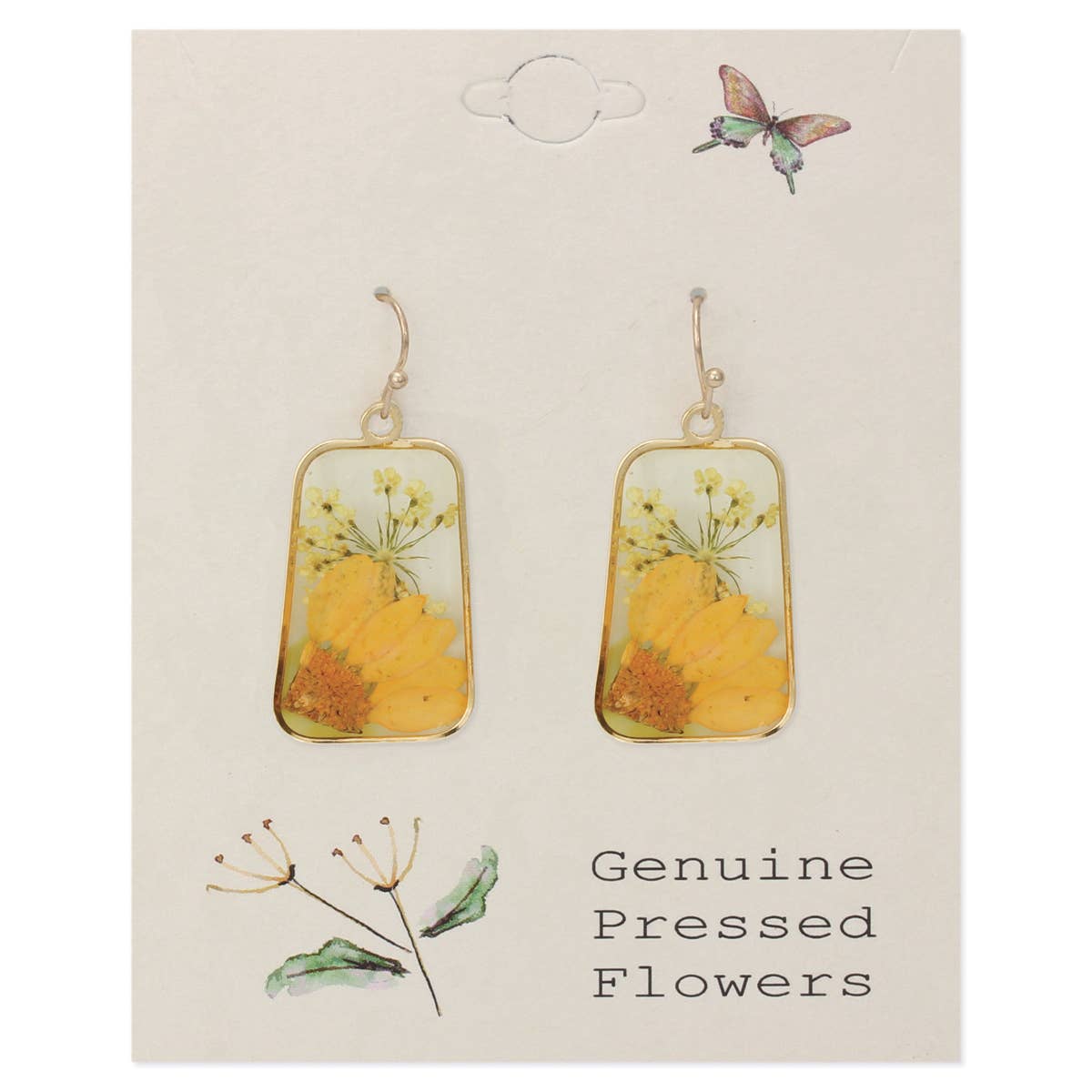 Cottage Floral Dried Sunflower Earrings