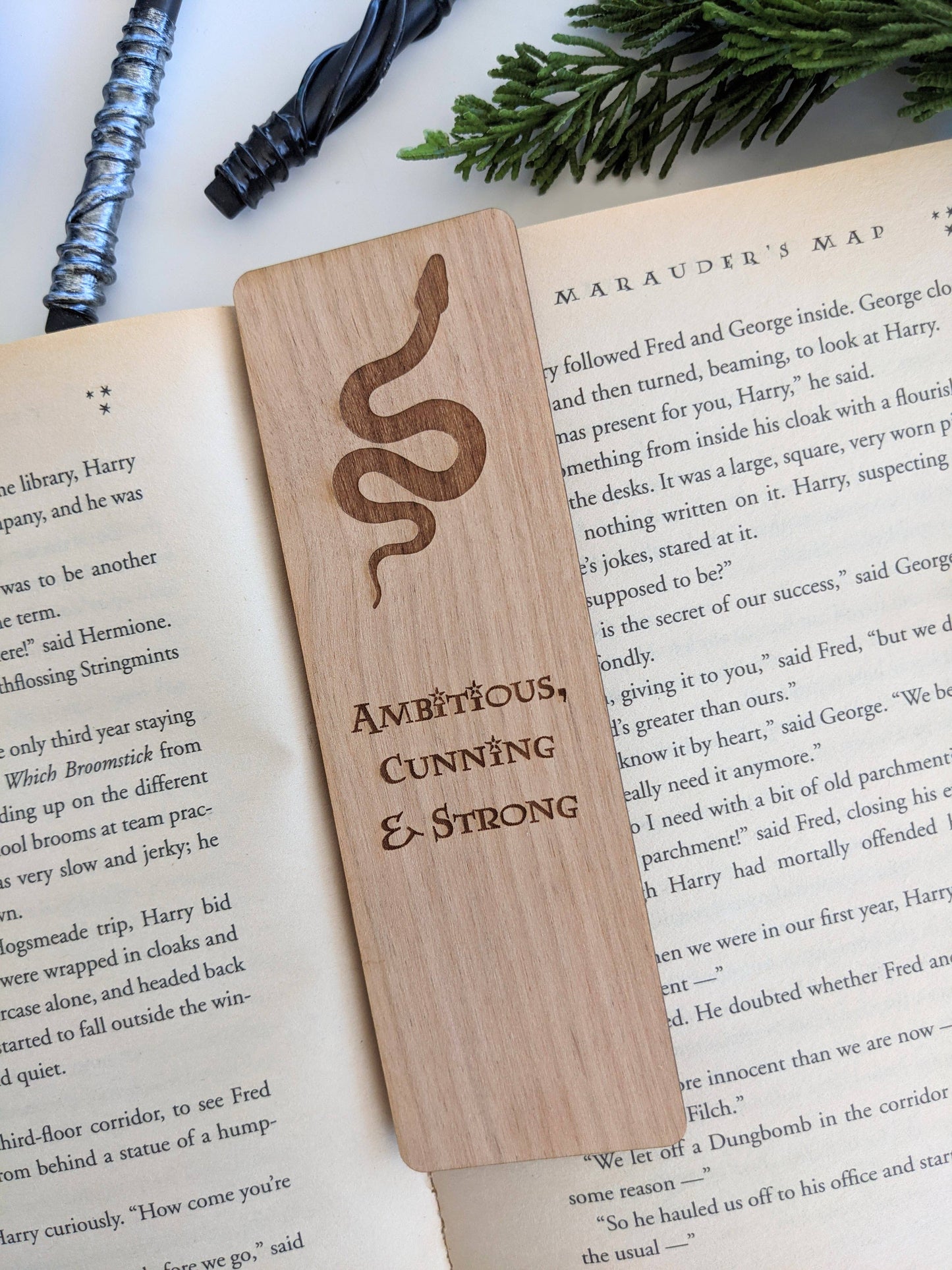 House Slytherin - Harry Potter Inspired Wooden Bookmark