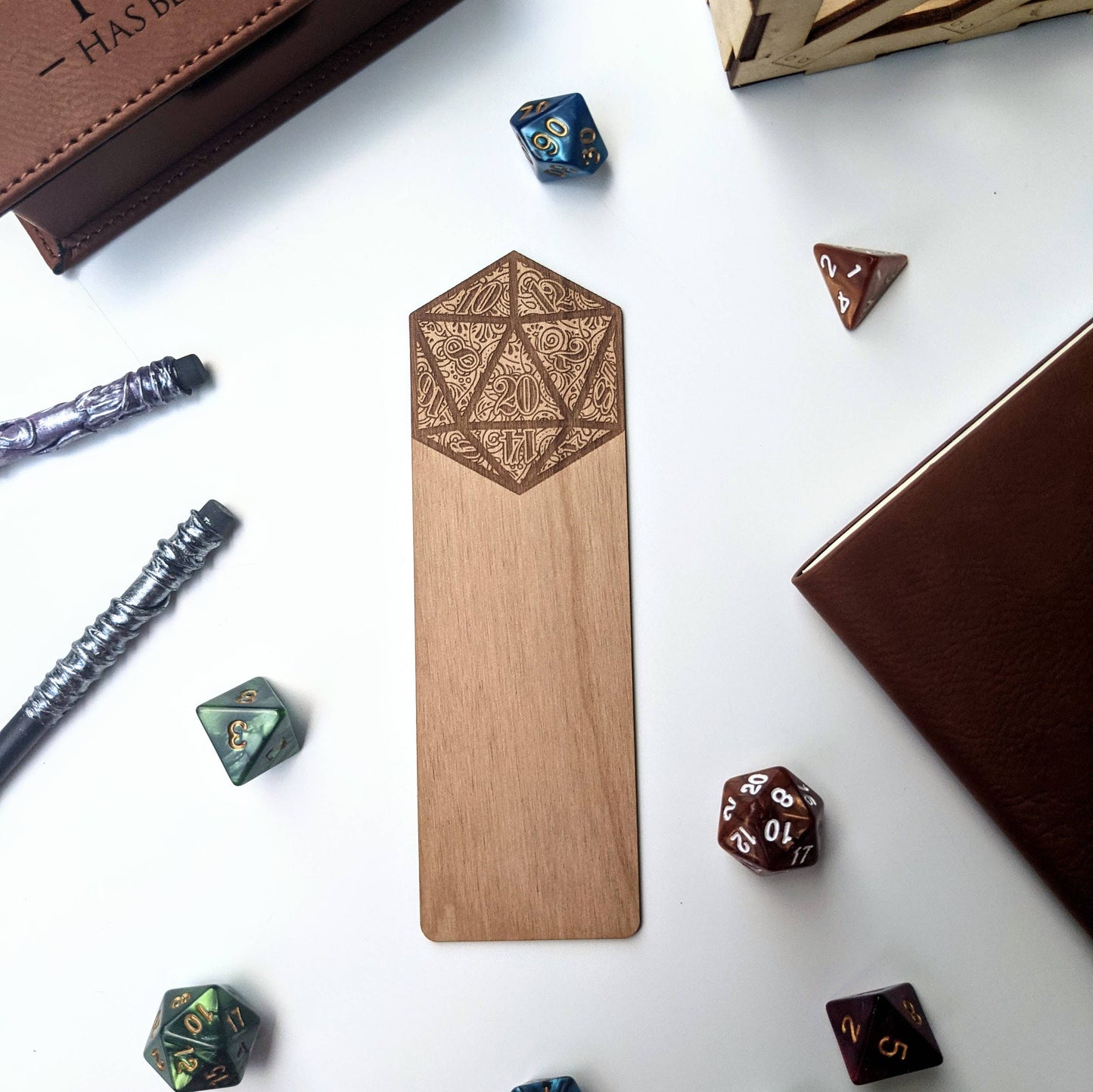 D20 - D&D Inspired Wooden Bookmark