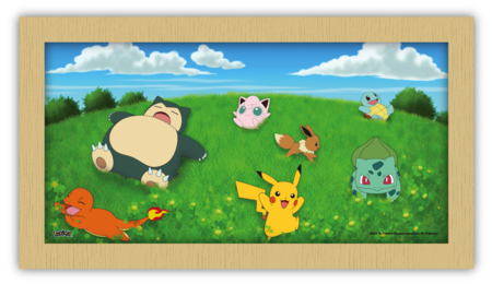 Pokemon on Grass Gel Coat 10" x 18" Framed MDF Wall Art