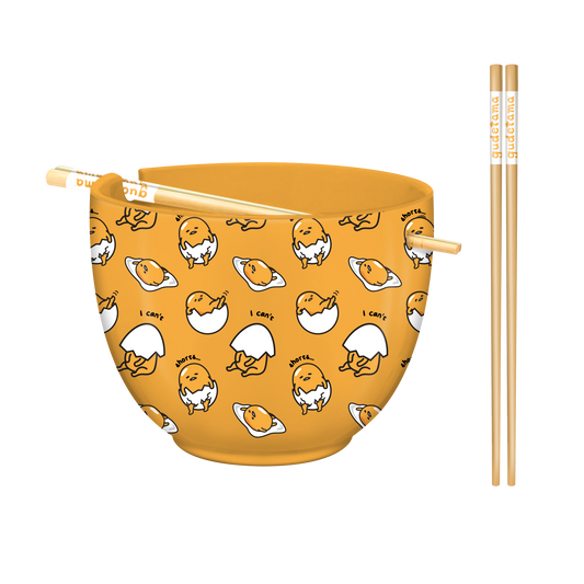 Gudetama 20oz Ceramic Ramen Bowl with Chopsticks