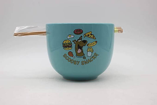 Scooby Doo Food Pattern 20oz Ceramic Ramen Bowl with Chopst